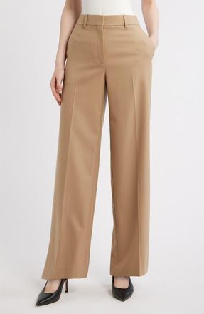 Theory Mid Rise Wide Leg Pants in New Camel at Nordstrom, Size 14