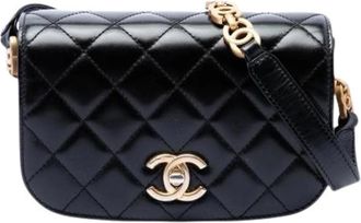 Chanel Pre-owned Vintage Quilted Crossbody Bag - Dames - Vintage Schoudertas - Zwart - ONE Size - Leer - Vintage