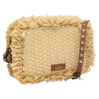 Valentino Pre-owned Canvas shoulder-bags - Dames - Pre-owned - Beige - Maat: ONE Size Leer