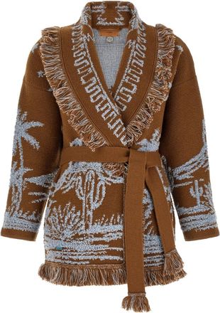 Alanui Brown Jacquard Shawl Neck Cardigan