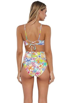 Sunsets Hannah High Waist Bikini Swim Bottoms in Botanical Bliss Sandbar Rib at Nordstrom, Size X-Large