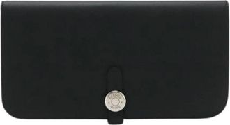 Herm&egrave;s Pre-owned Dogon Long Bifold Portemonnee - Dames - Vintage Accessoires - Zwart - ONE Size - Leer - Vintage