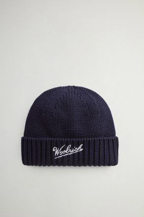 Woolrich unisex Berretto in pura lana vergine Merino Blu Taglia XL