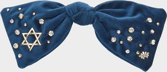Lele Sadoughi Paloma Embellished Velvet Bow Barrette