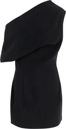 Jacquemus Kleedjes, Dames, Zwart, XS, Zwarte one-shoulder gedrapeerde jurk