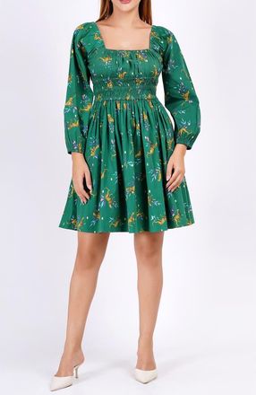 Leota Genevieve Square Neck Mini Dress in Lucky Cheetah Verdant Green at Nordstrom, Size Xx-Large