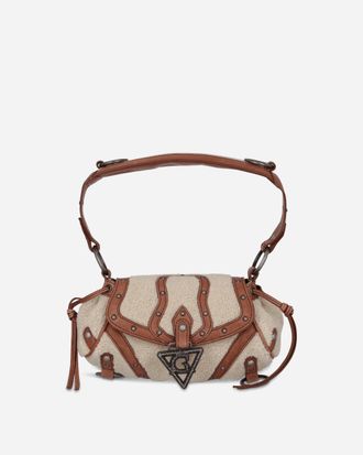 Guess Co Mini Claudia Fur Bag Off White