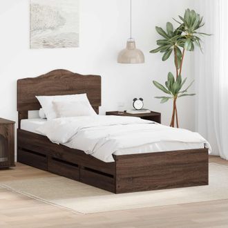 vidaXL Estructura De Cama Roble Marr&oacute;n 90 X 190 Cm Madera Ingenieril Vidaxl