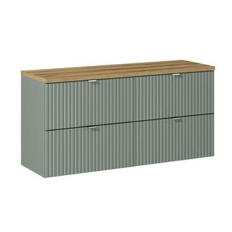 Petits Meubles Mueble bajo lavabo 4 cajones encimera estratificado Verde marr&oacute;n