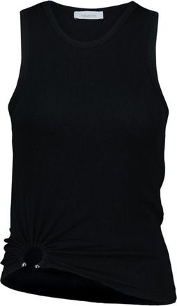 Paco Rabanne Womens Ribbed Cotton Tank Top Black Tops