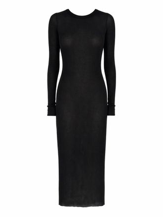 Rick Owens Neutrals Body-Hugging Figure Slit Midi Dress