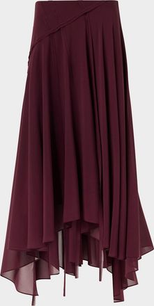 Akris Asymmetric Silk Georgette Midi Skirt