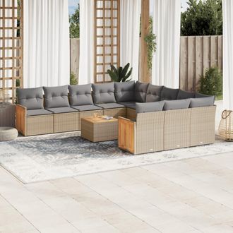 vidaXL Set De Sof&aacute;s De Jard&iacute;n 12 Pzas Y Cojines Rat&aacute;n Sint&eacute;tico Marr&oacute;n Vidaxl