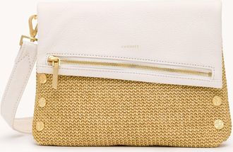 Hammitt Hammitt VIP Calla Lily White Raffia Brushed Gold Hammered Med