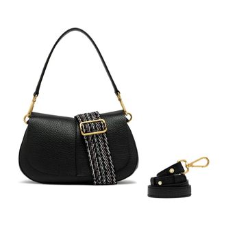 Gianni Chiarini Shoulder Bags, female, Black, Size: ONE SIZE Helena Round Maxi Grain Leather Shoulder Bag
