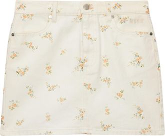 Msgm Beige Floral Print Mini Skirt