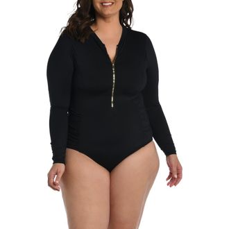 La Blanca Island Goddess Ruched One-Piece Swimsuit in Black at Nordstrom Rack, Size 3X