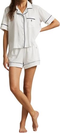 Polo Ralph Lauren Jersey Short Sleeve Pajama Set In White Cloud