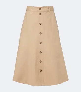 Polo Ralph Lauren Falda midi de sarga en mezcla de algod&oacute;n y lana