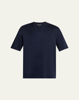 Giorgio Armani Mens Nylon and Cupro Crewneck T-Shirt