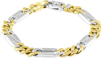 Pompeii3 Mens Figaro 14k Gold (44gram) or Platinum (71gram) 9mm Link Bracelet 8.25