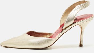 Carolina Herrera Metalllic Gold Leather Slingback Pumps