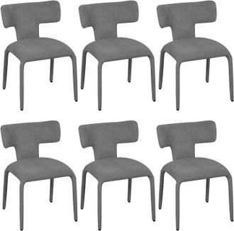 Woltu Woltu Juego De 6 Sillas De Cocina Tapizadas En Lino Colorado Comedor Sal&oacute;n Restaurante, Gris Ahumado