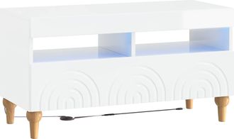 vidaXL Mueble De Tv Led Blanco Brillante Madera De Ingenier&iacute;a Vidaxl