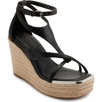 DKNY Maryn Espadrille Platform Wedge Sandal in Black at Nordstrom Rack, Size 9.5