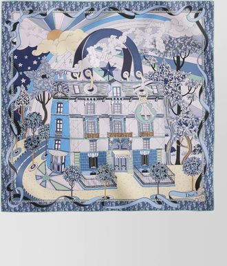 Dior square scarf lightweight fabric illustrative design