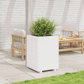 Berkfield Home Beautiful Garden Planter White 50x50x72.5 cm Solid Wood Pine