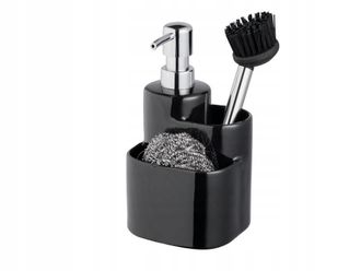 OEM Juego De Dispensador De L&iacute;quidos Para Cocina, 3 Elementos, Cer&aacute;mica Negra Bisk 07674