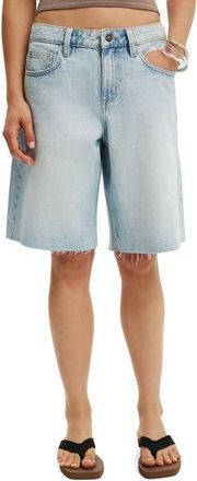 Cotton On Womens Baggy Denim Short in Laurel Blue Raw at Nordstrom, Size 12