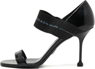 Prada Sandali in pelle verniciata con fascia elasticizzata 95mm - Nero