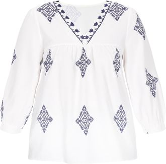 Usha Grote maat blouse vrouwen wit