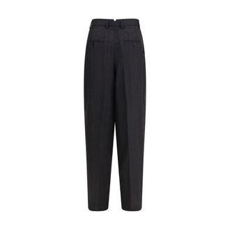 Ami Pleated Wide-Leg Wool Trousers - Black