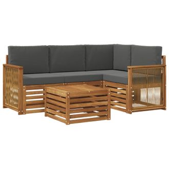 vidaXL Conjunto De Sof&aacute;s De Exterior 5 Pcs Natural Y Antracita Vidaxl