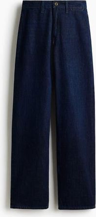H&M Straight High Jeans in Dark Denim Blue at Nordstrom, Size 12