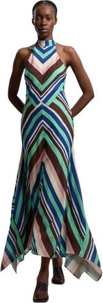Karen Millen Halter Neck Fit & Flare Maxi Dress in Stripe at Nordstrom, Size 10