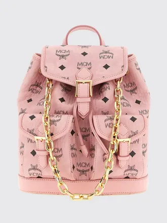 MCM Backpack in Logo-Print Coated Cotton with Flap and Drawstring