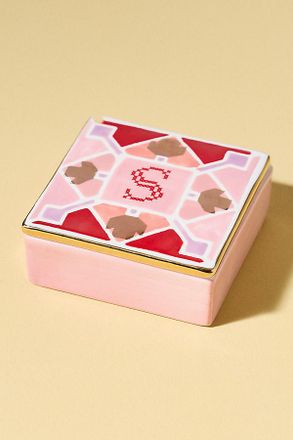 Anthropologie Quilted Monogram Trinket Box