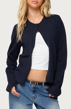 Edikted Jenie Split Front Cardigan in Navy at Nordstrom, Size X-Small