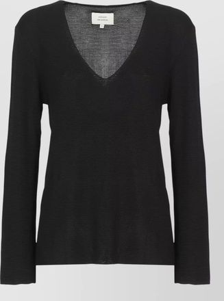 Loulou Studio v neck ribbed lightweight knit sweater