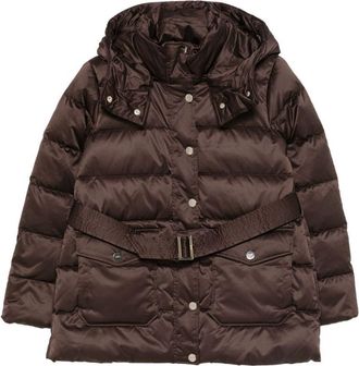 Liu Jo Brown Down Jacket With A Belted Waist