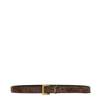 Saint Laurent Damens G&uuml;rtel Wildleder Braun