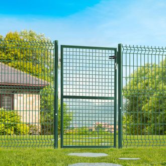 IDMarket Verja De Jard&iacute;n De Acero Verde De 105 X 125 Cm Con Cerradura Y Tirador