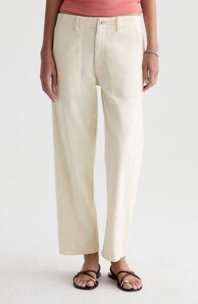 AG - Adriano Goldschmied Analeigh High Waist Ankle Straight Leg Twill Pants in Opal Stone at Nordstrom, Size 25