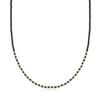 Canaria Canaria 3mm Onyx and 10kt Yellow Gold Bead Necklace
