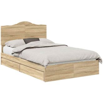 vidaXL Storage Bed with Drawer Sonoma Oak 120 x 200 cm Engineered Wood vidaXL