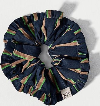 Damson Madder Ruffled Stripe Scrunchie